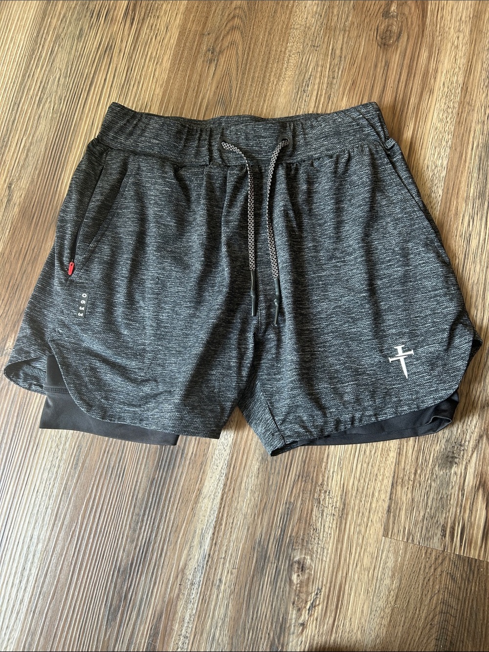Women’s Dark Heather Gray Athletic Shorts with Drawstring. Christian.Cross. 0633
